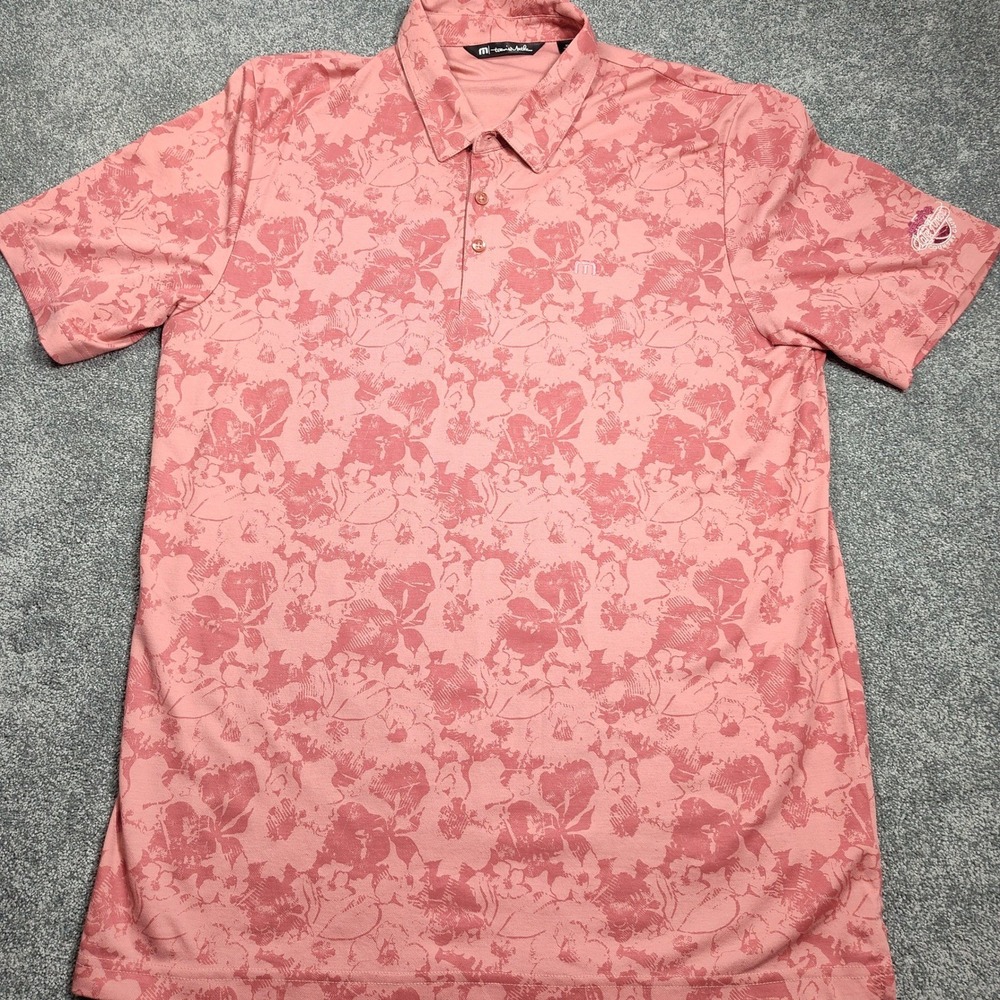 Travis Mathew Polo Mens XL Pink Floral Golf Short Sleeve Performance Trendy